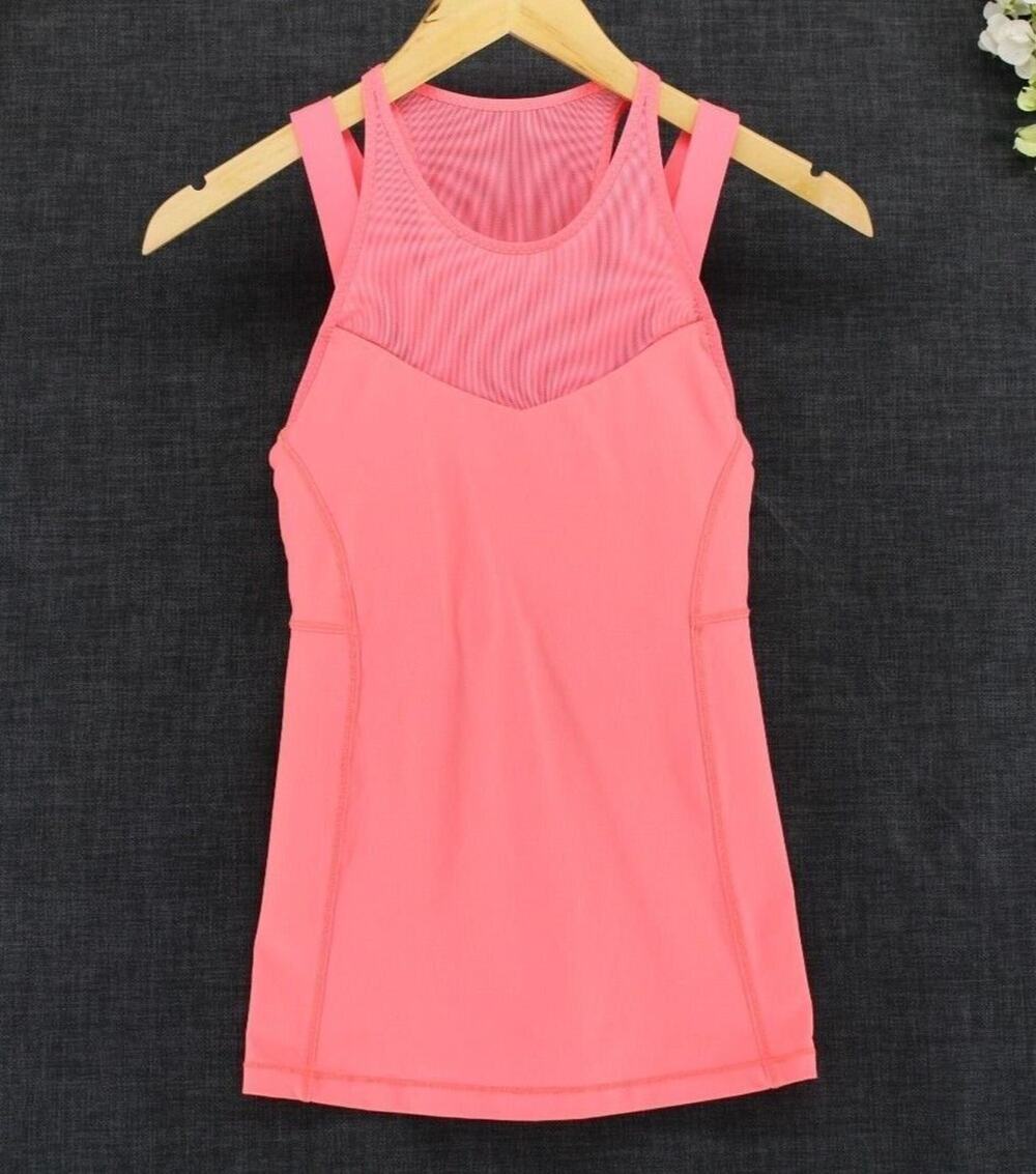 Lululemon Running In The City Tank Mesh Grapefruit Sz 4 Training Studio